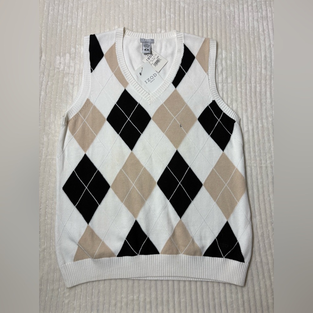 IZOD Women’s Argyle Golf Sweater Vest Classic Preppy Style Size Large NWT